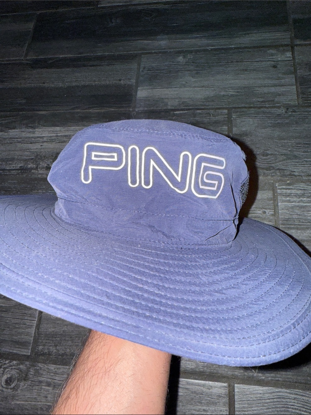 Ping Navy Wide-Brim Sun Hat with White Logo